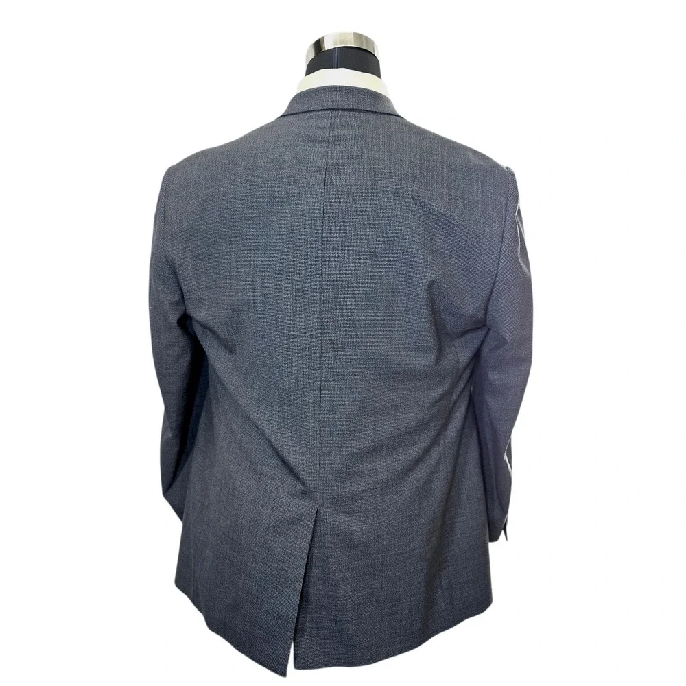 Turnbury Men's Grey Check Wool Blend Suit Jacket Blazer‎ 46R Made in Mexico